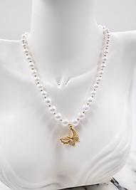 inci kelebek desenli çelik kolye