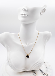 siyah kalp gold çelik kolye