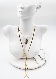 Yaşam Ağacı Ve Nazar Boncuğu Modelli Çift Uçlu Çelik Kolye