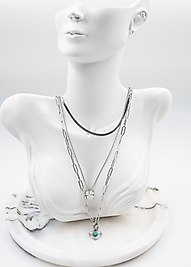 3lü gümüş renk yonca desenli çelik kolye