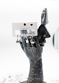 Gümüş Renkli Yıldız Modelli Çelik Küpe Seti