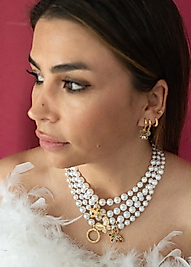 inci yıldız taşlı desenli çelik kolye