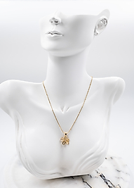 çiçek desenli çelik kolye