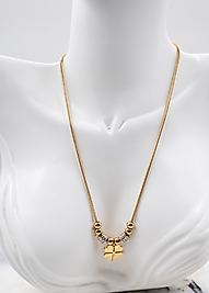 Çelik Taş Detaylı Yonca Kolye