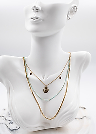 3lü yaşam agaçlı mavi taşli çelik kolye