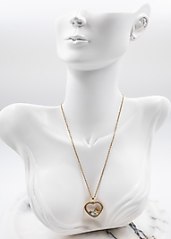 kalp desenli burgu gold çelik kolye