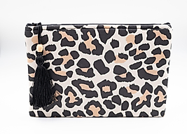 Püsküllü Leopar Desen Büyük Cüzdan
