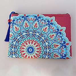 Desenli Mavi Ve Kırmızı Renkli Küçük Cüzdan