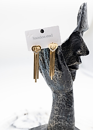 Gold Kalpli İtalyan Zincirli Uzun Çelik Küpe