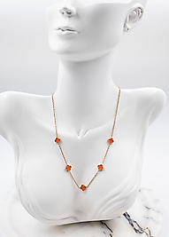 turuncu taşlı yonca çelik kolye