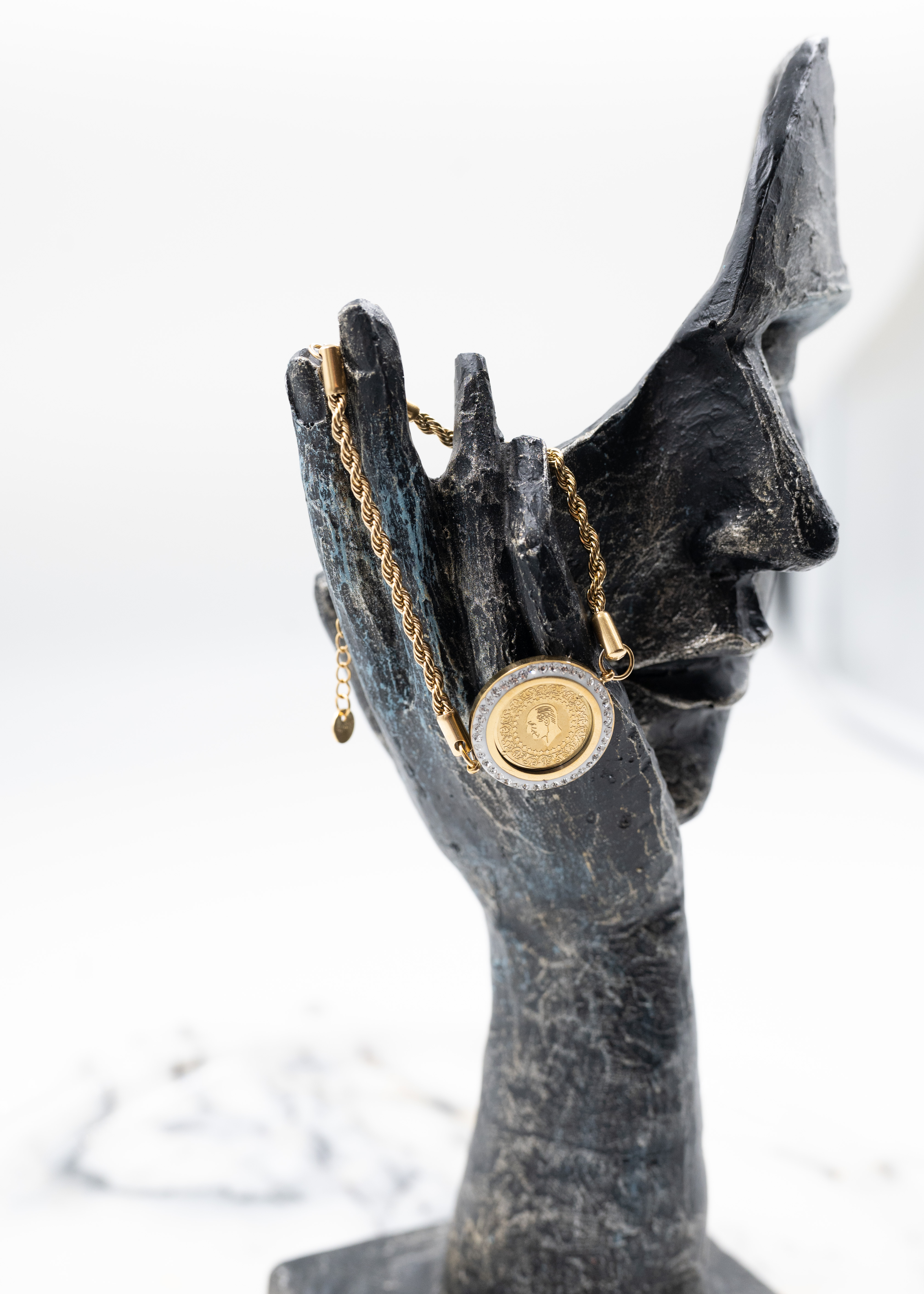 Halat Zincirli Çeyrek Tuğralı Çelik Bileklik