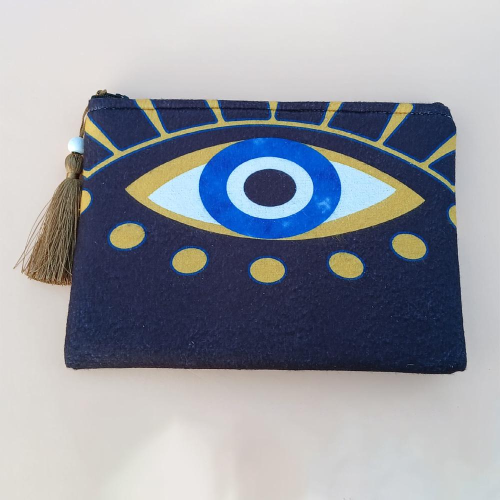 Göz Detaylı Lacivert Küçük Cüzdan