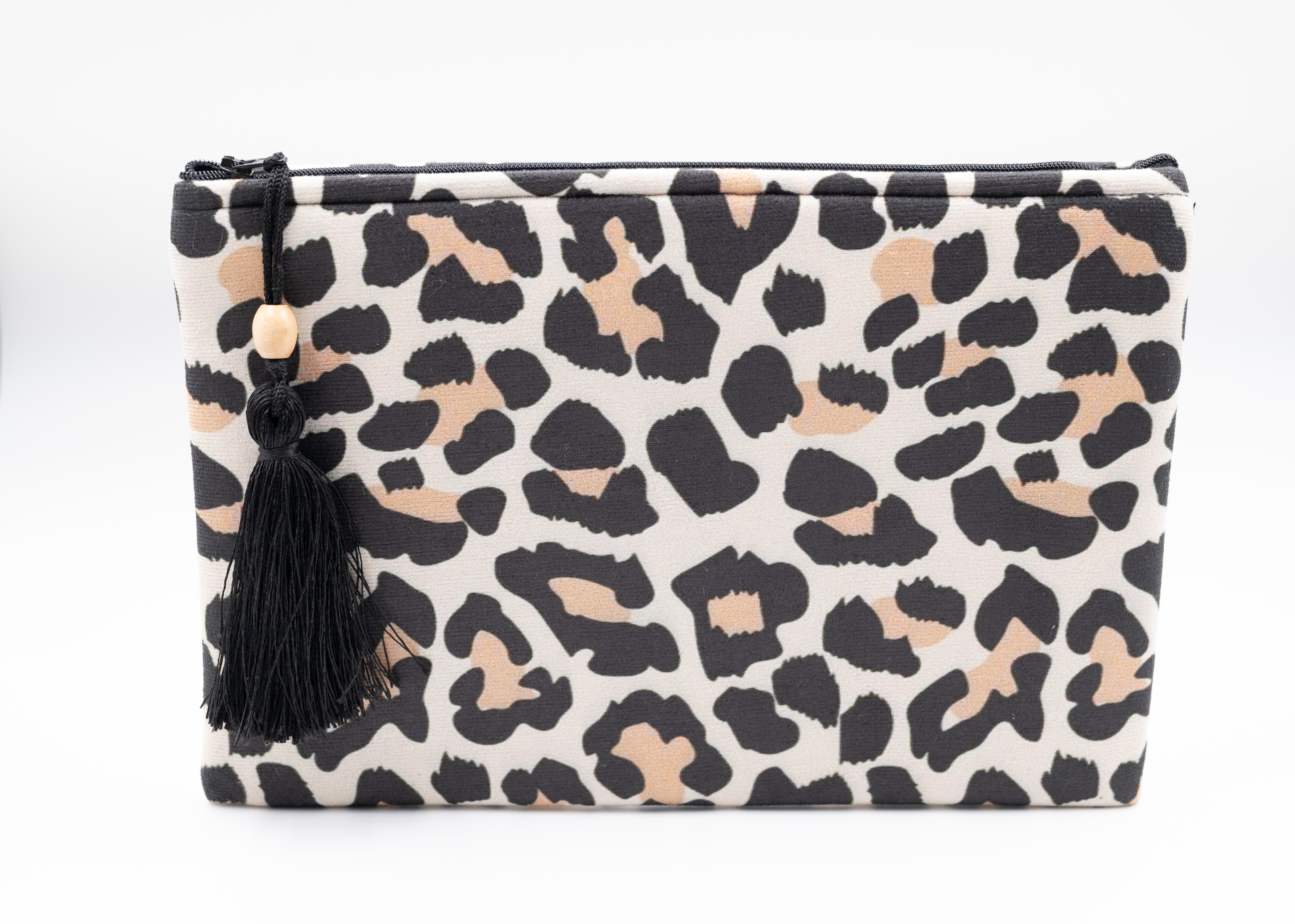 Püsküllü Leopar Desen Büyük Cüzdan